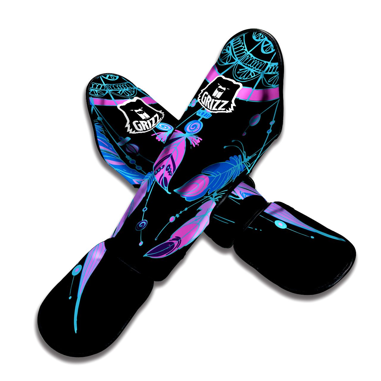 Dream Catcher Blue And Purple Black Print Muay Thai Shin Guards-grizzshop