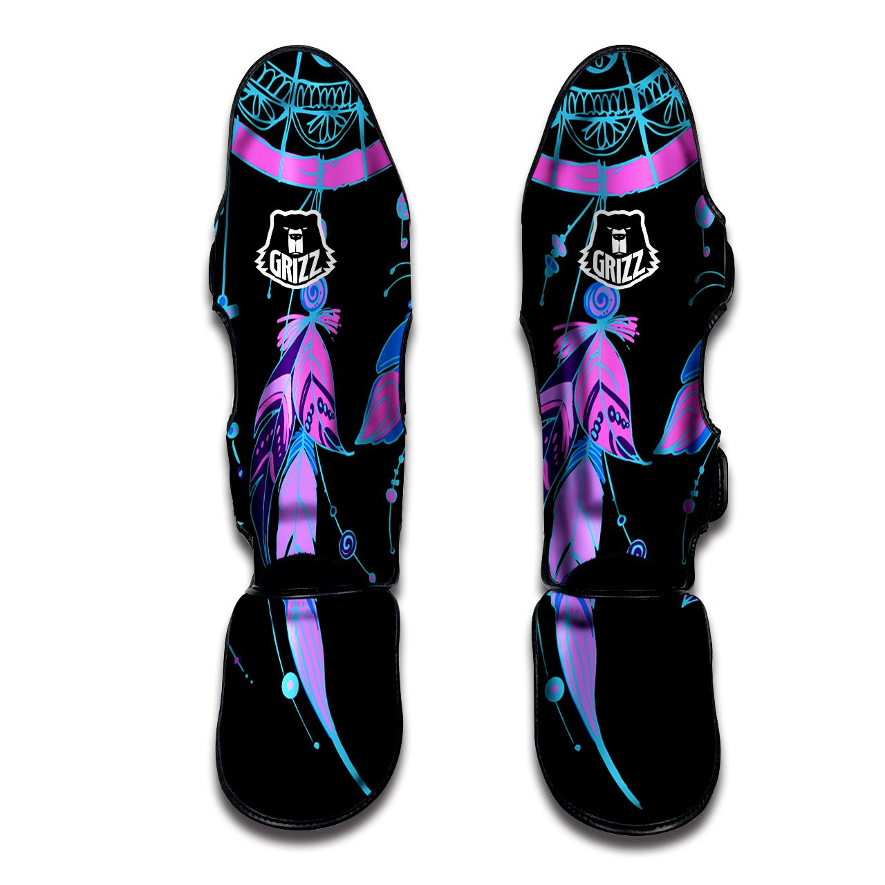 Dream Catcher Blue And Purple Black Print Muay Thai Shin Guards-grizzshop