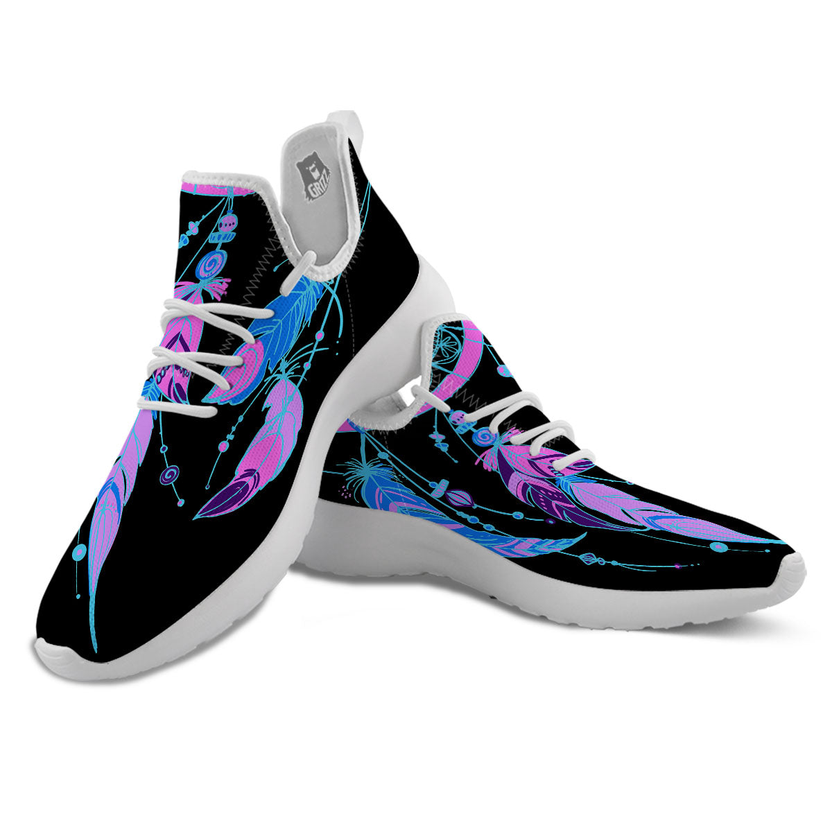 Dream Catcher Blue And Purple Black Print White Athletic Shoes-grizzshop