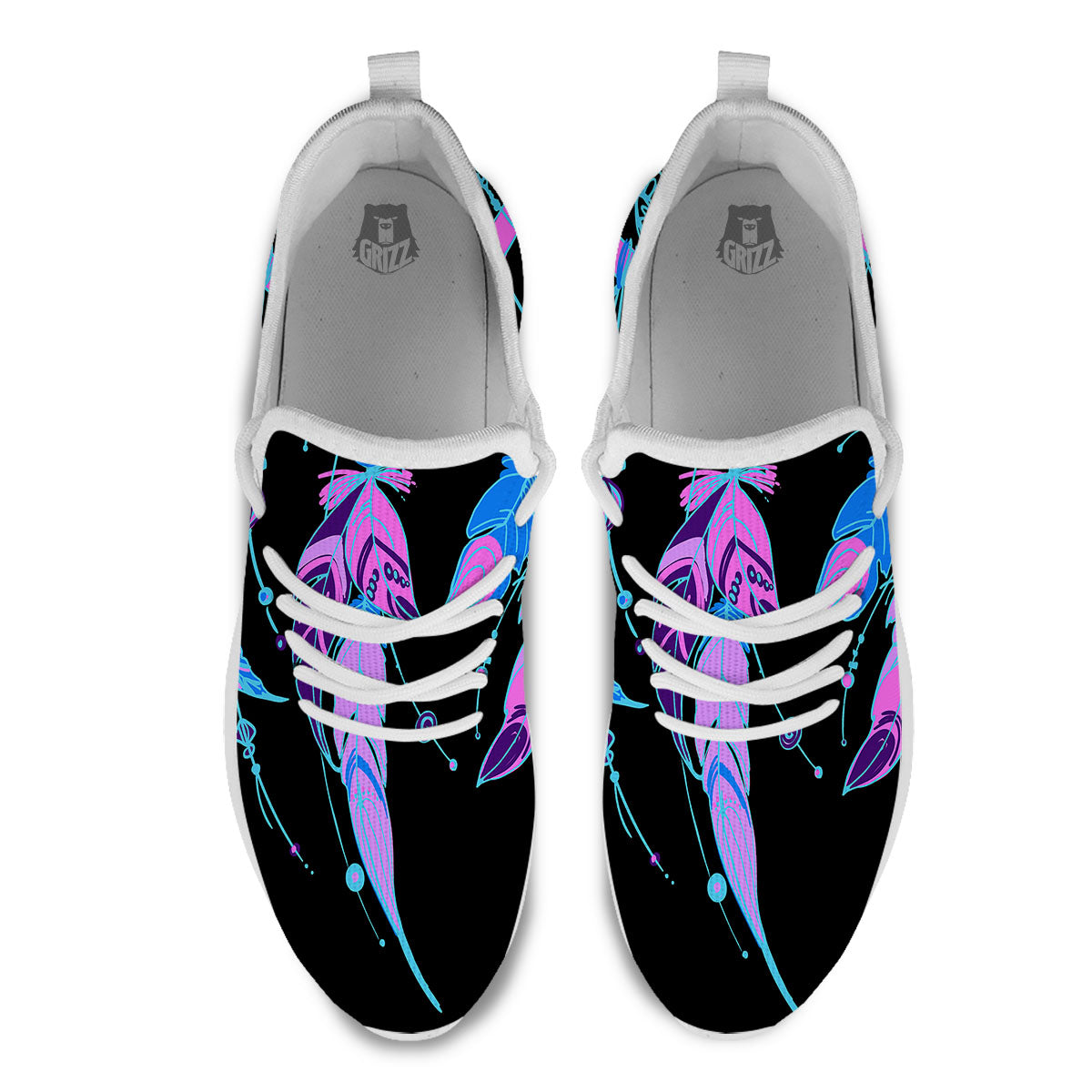 Dream Catcher Blue And Purple Black Print White Athletic Shoes-grizzshop