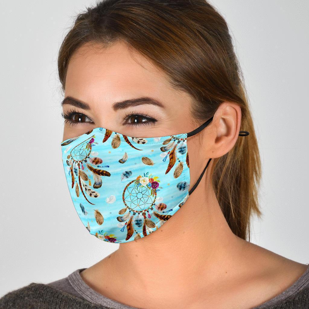 Dream Catcher Blue Feather Face Mask-grizzshop