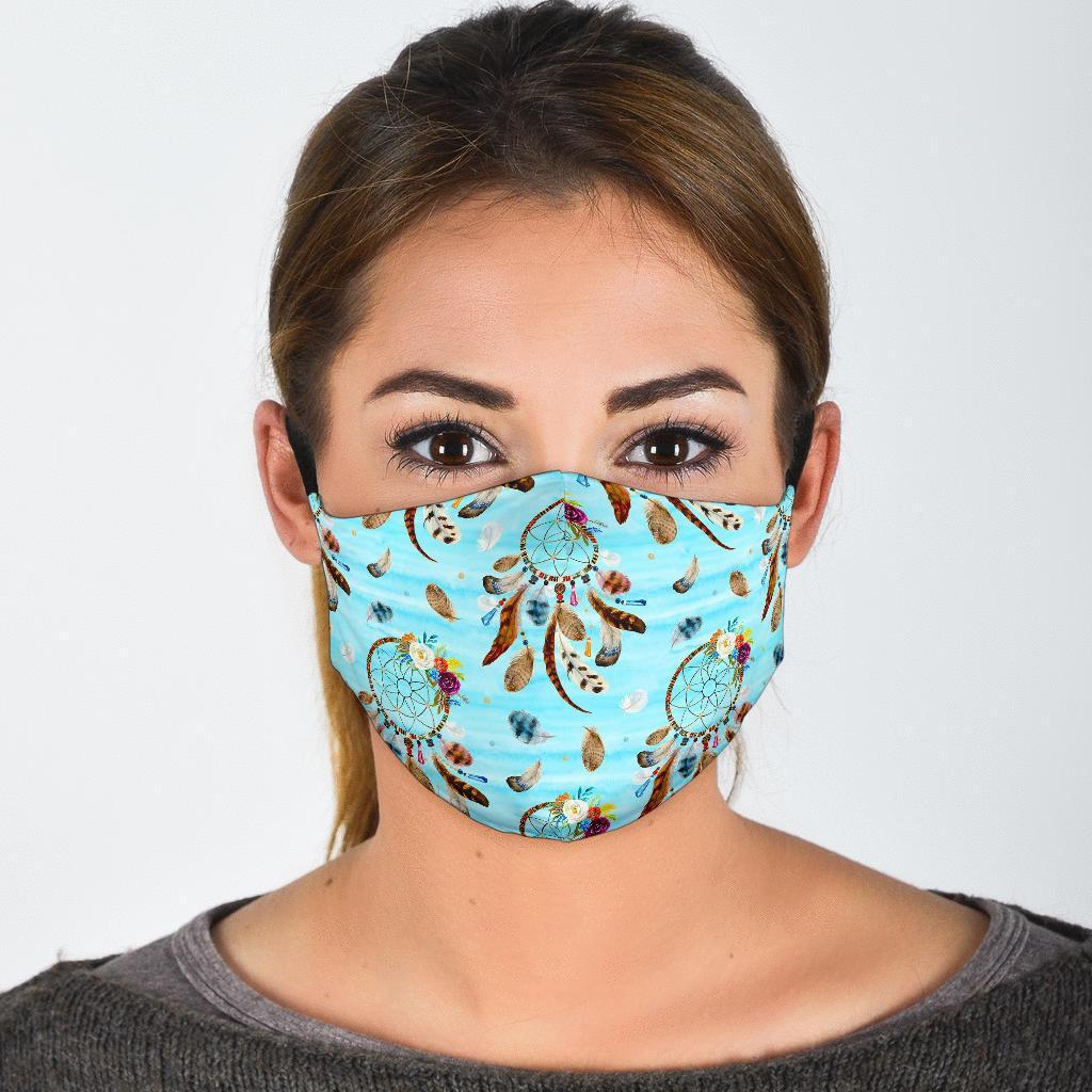 Dream Catcher Blue Feather Face Mask-grizzshop