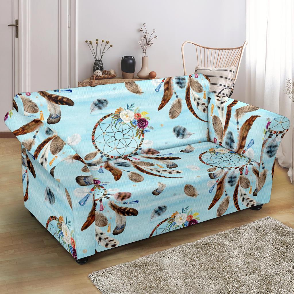 Dream Catcher Blue Feather Loveseat Cover-grizzshop