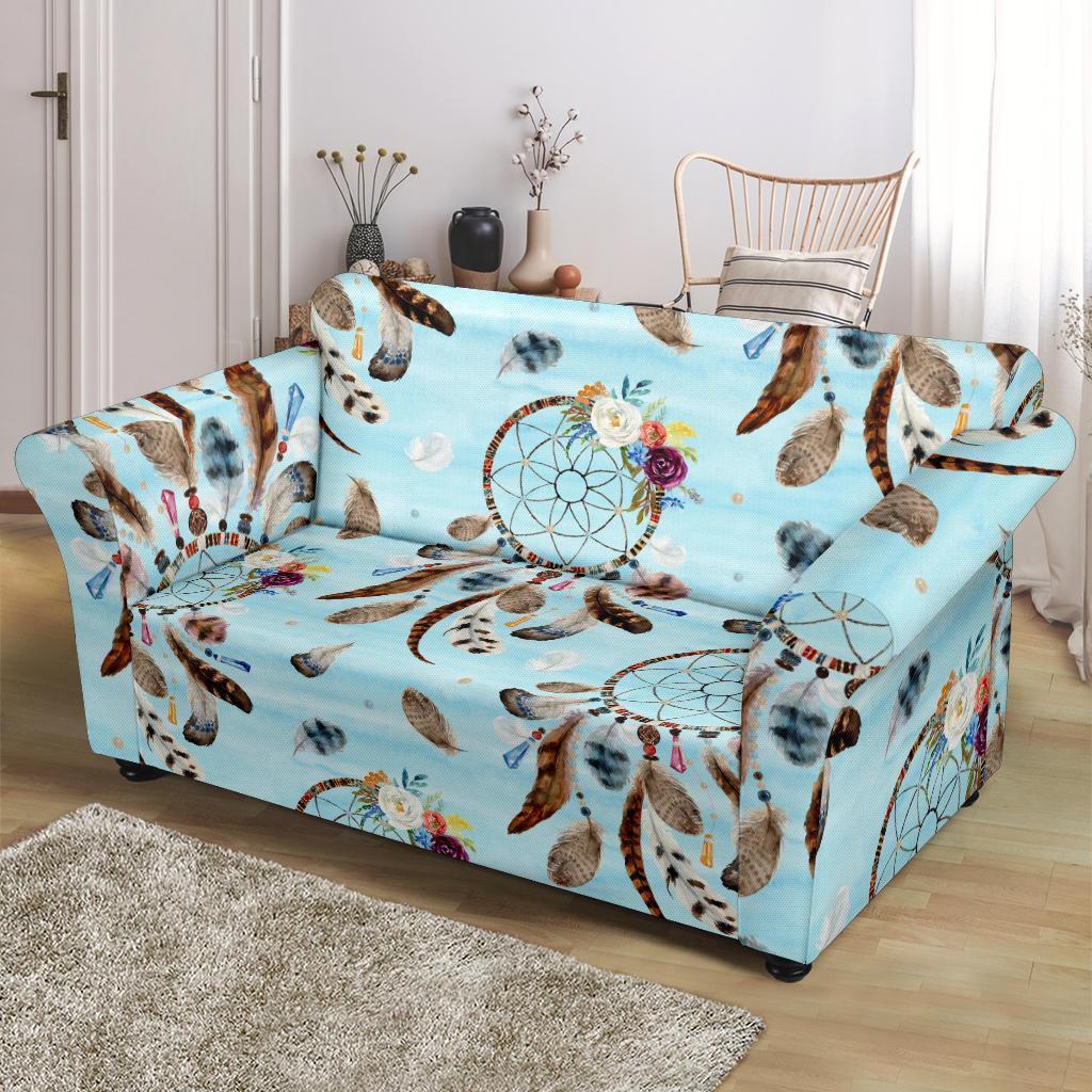 Dream Catcher Blue Feather Loveseat Cover-grizzshop