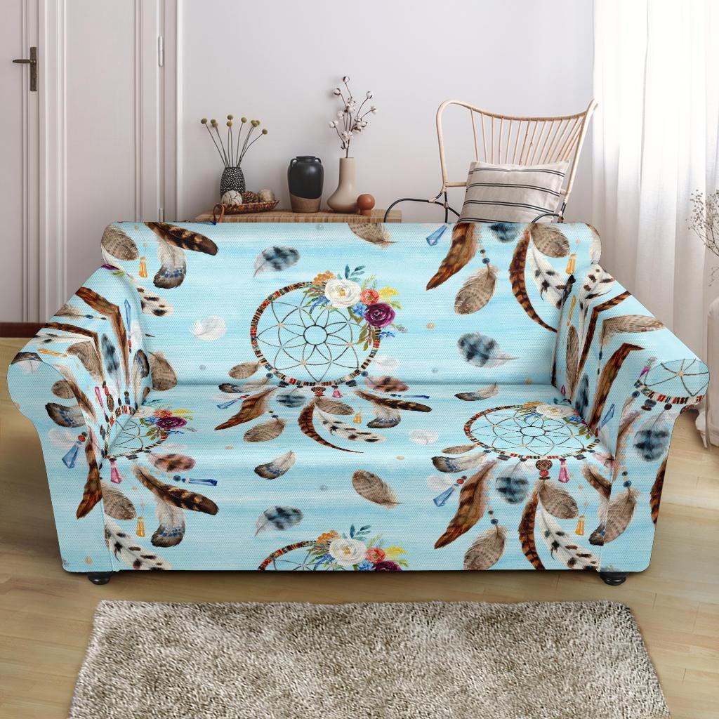 Dream Catcher Blue Feather Loveseat Cover-grizzshop