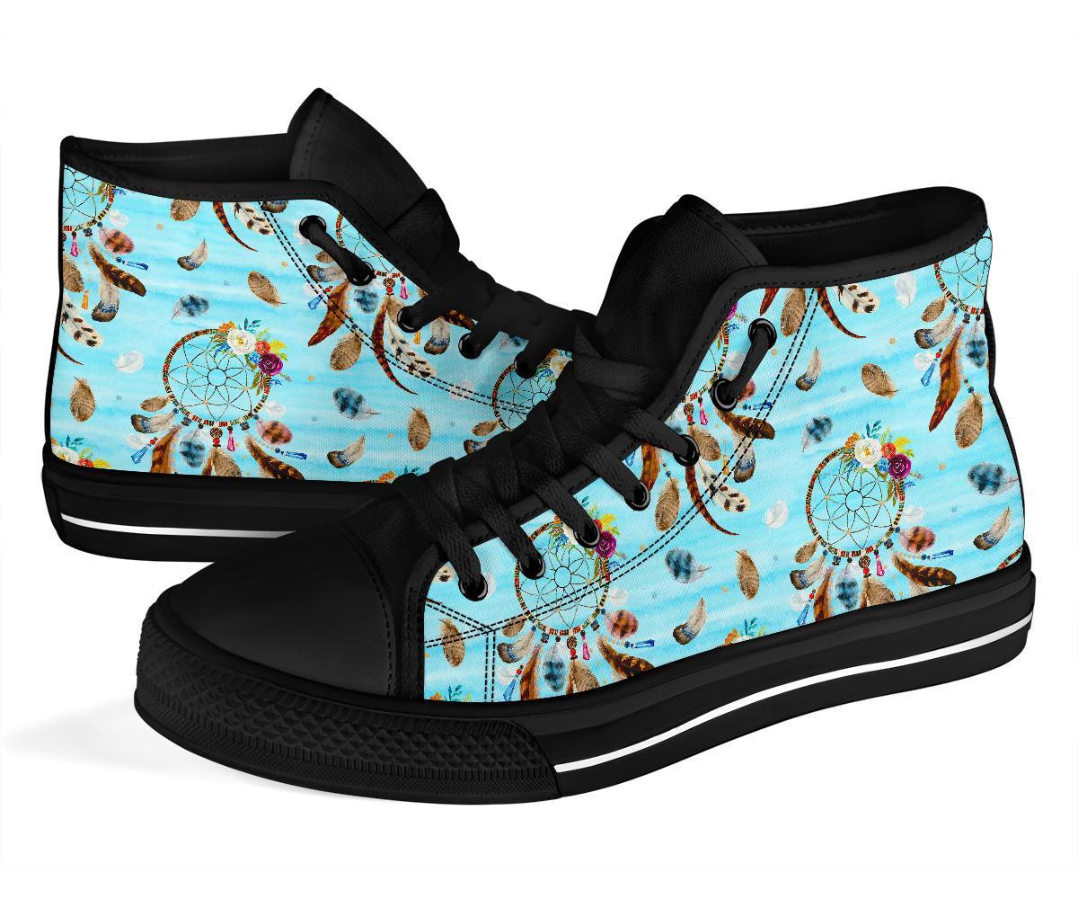 Dream Catcher Blue Feather Men Women's High Top Shoes-grizzshop