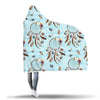 Dream Catcher Blue Feather Pattern Print Hooded Blanket-grizzshop