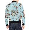 Dream Catcher Blue Feather Pattern Print Men's Bomber Jacket-grizzshop