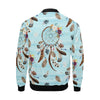 Dream Catcher Blue Feather Pattern Print Men's Bomber Jacket-grizzshop