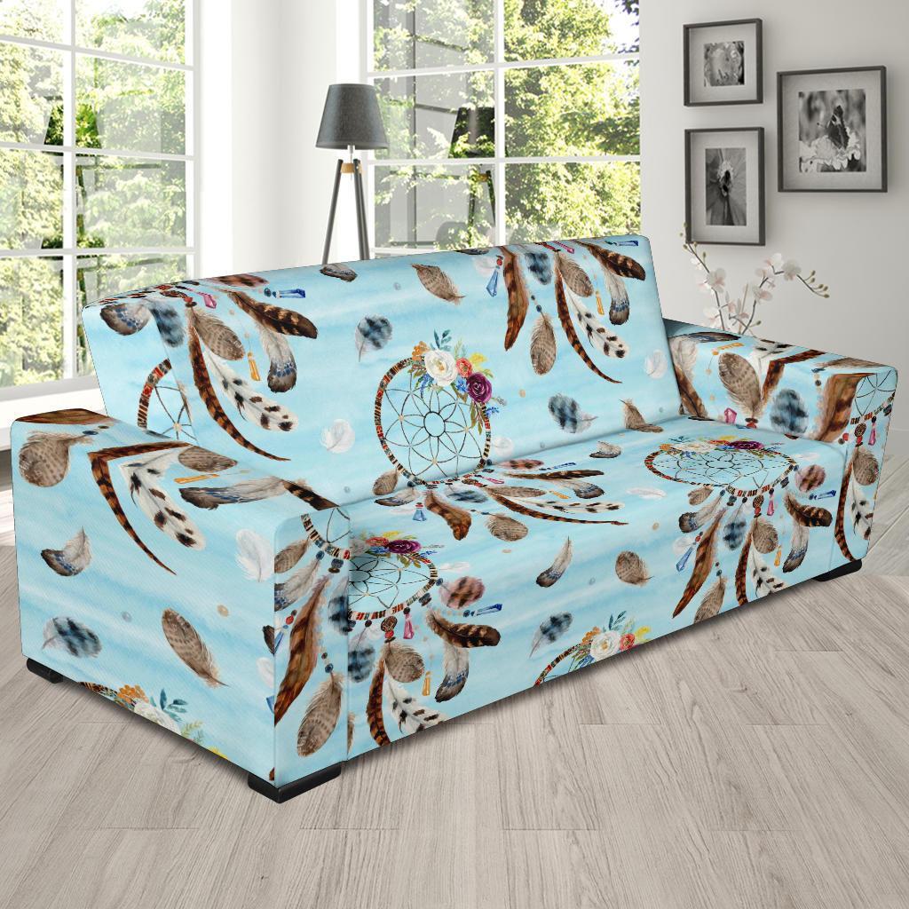 Dream Catcher Blue Feather Sofa Covers-grizzshop