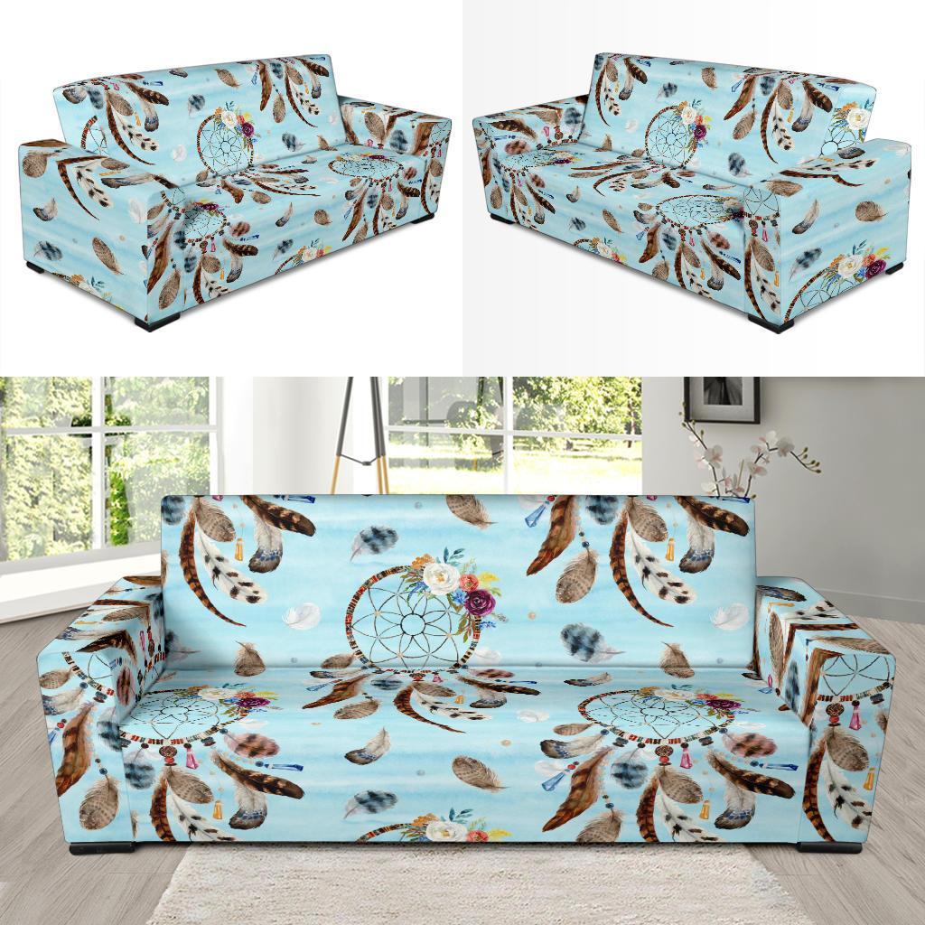 Dream Catcher Blue Feather Sofa Covers-grizzshop