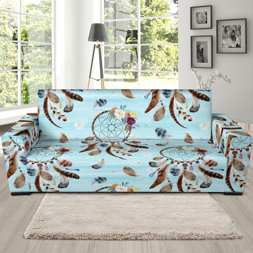 Dream Catcher Blue Feather Sofa Covers-grizzshop