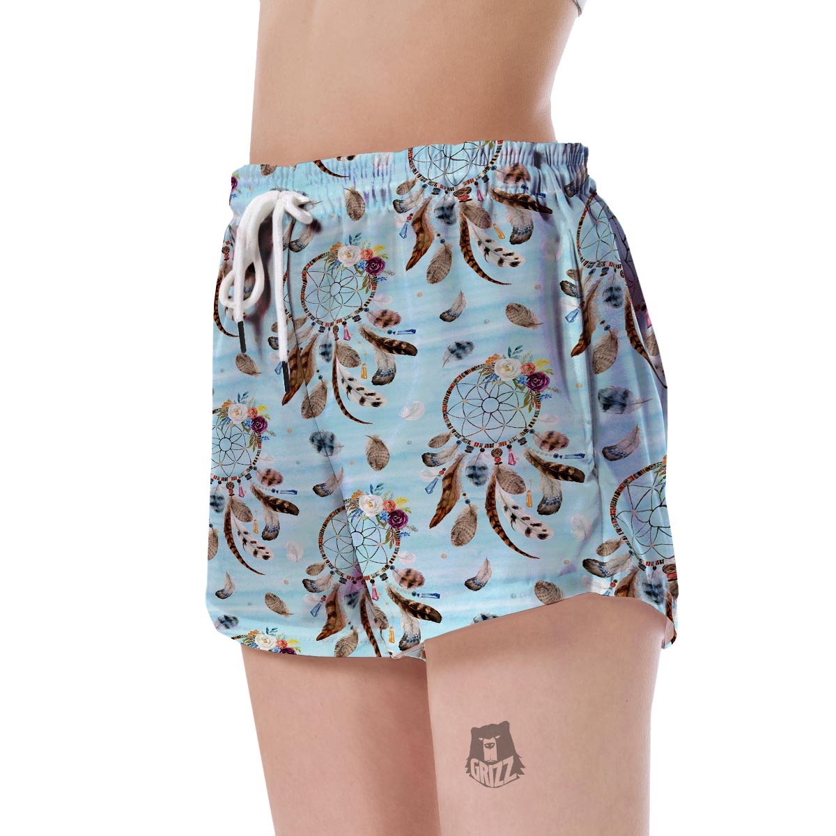 Dream Catcher Blue Feather Women's Shorts-grizzshop