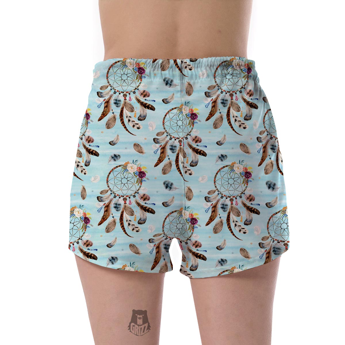 Dream Catcher Blue Feather Women's Shorts-grizzshop