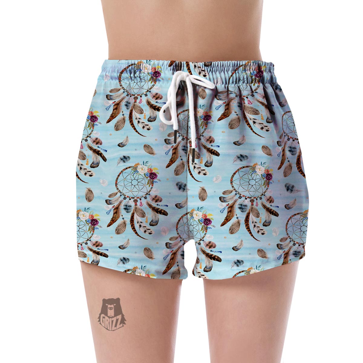 Dream Catcher Blue Feather Women's Shorts-grizzshop