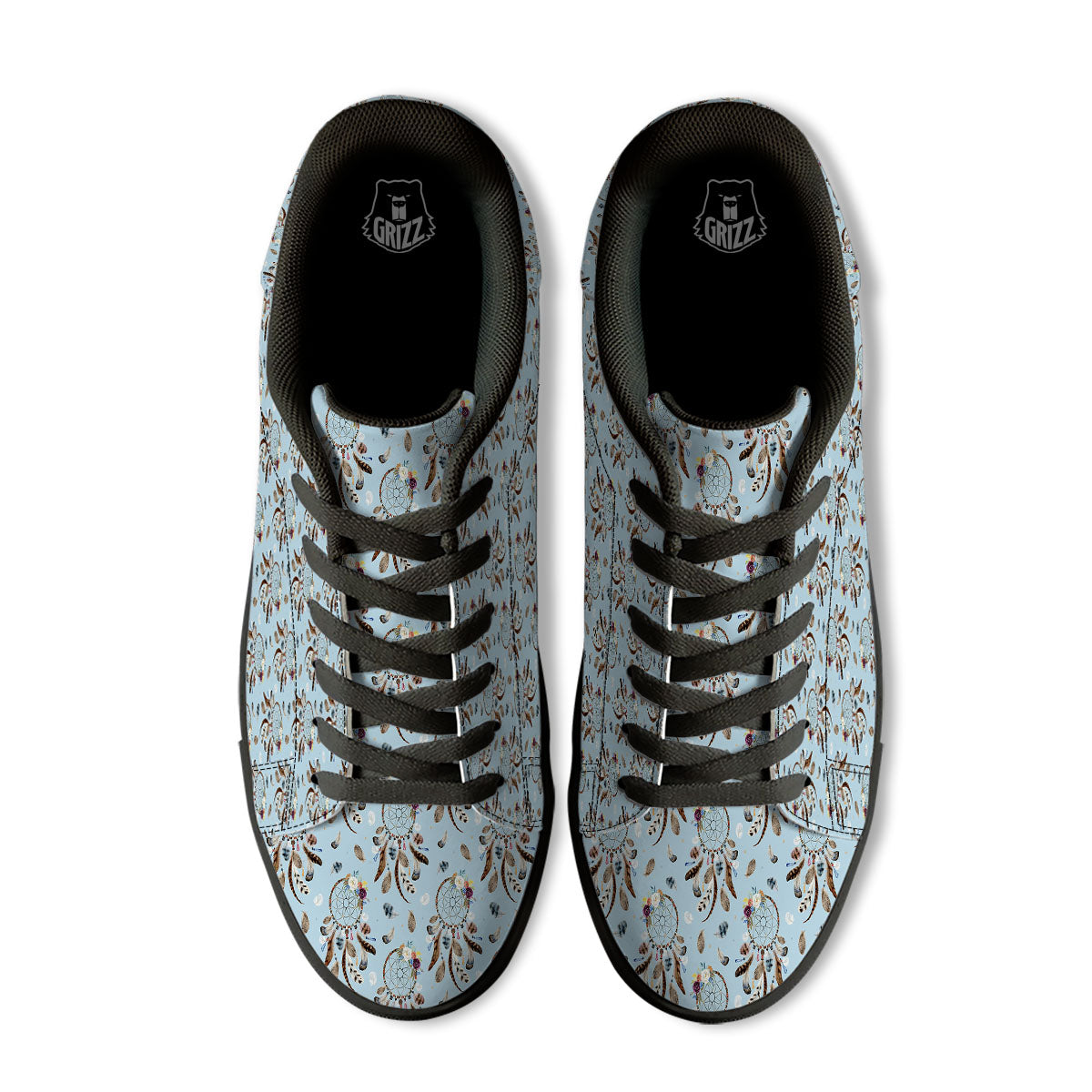 Dream Catcher Blue Indian Print Pattern Black Low Top Sneakers-grizzshop