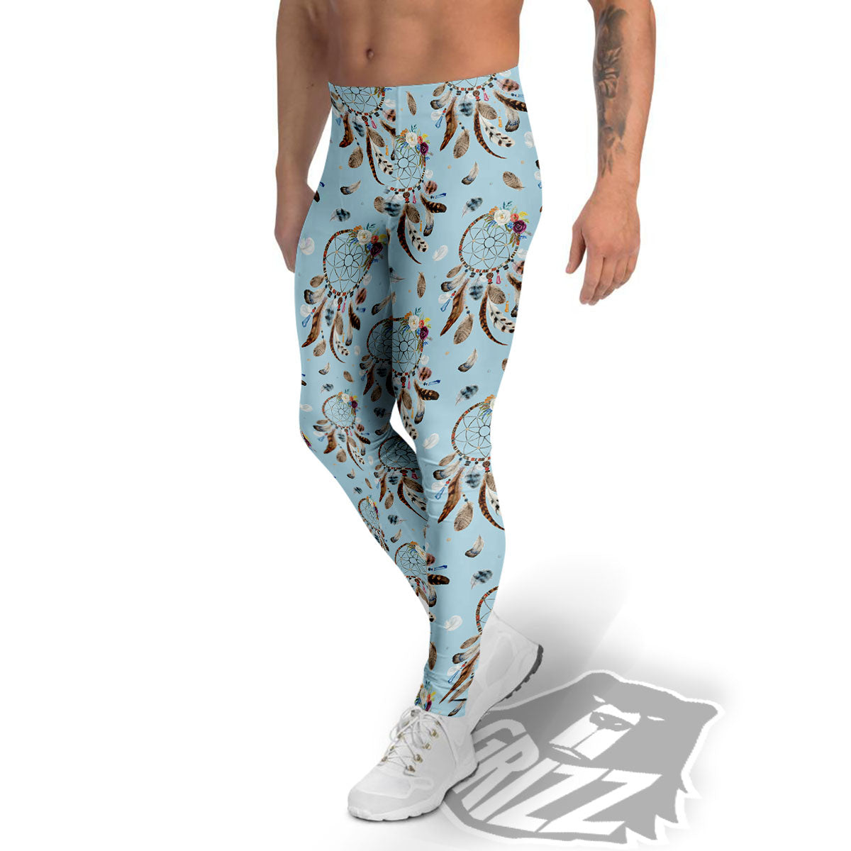 Dream Catcher Blue Indian Print Pattern Men's Leggings-grizzshop