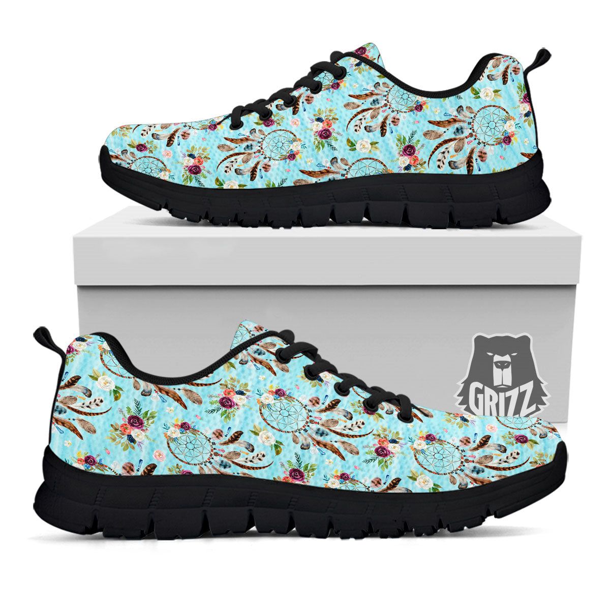 Dream Catcher Blue Native Print Pattern Black Sneaker-grizzshop
