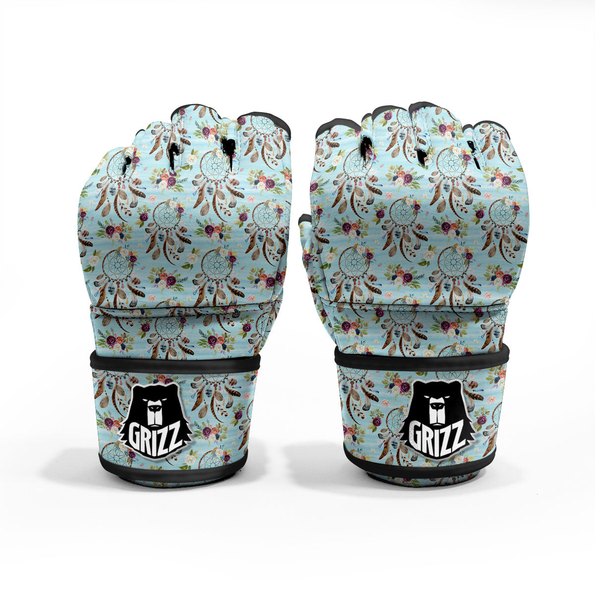 Dream Catcher Blue Native Print Pattern MMA Gloves-grizzshop