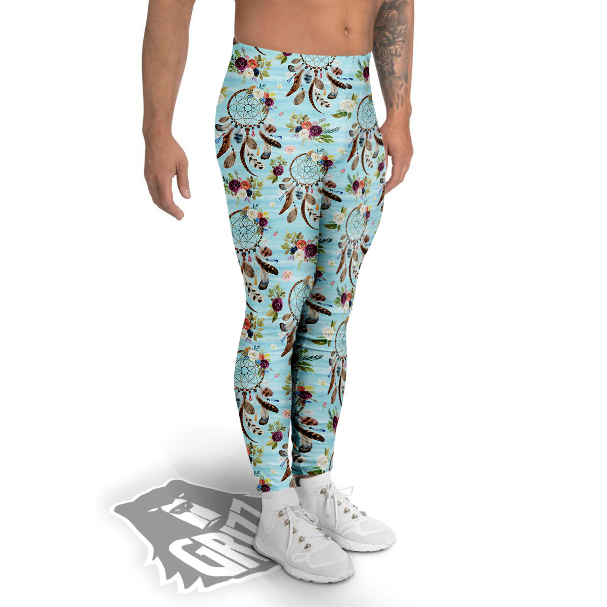 Dream Catcher Blue Native Print Pattern Men's Leggings-grizzshop