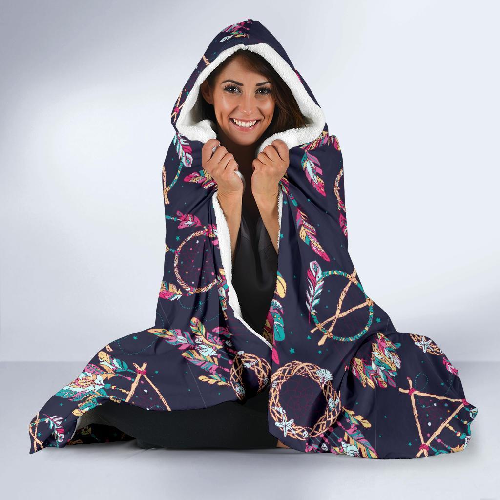 Dream Catcher Boho Feather Hooded Blanket-grizzshop