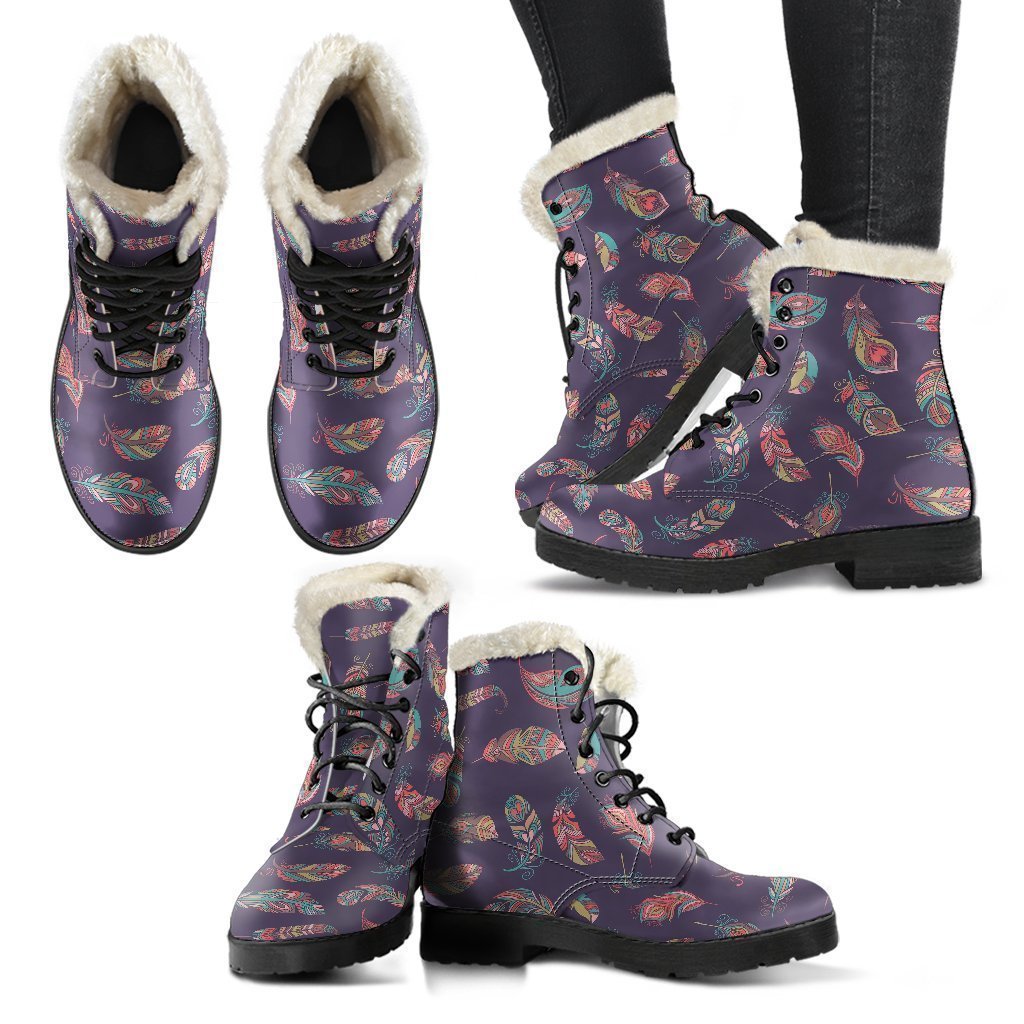 Dream Catcher Boho Feather Pattern Print Comfy Winter Boots-grizzshop