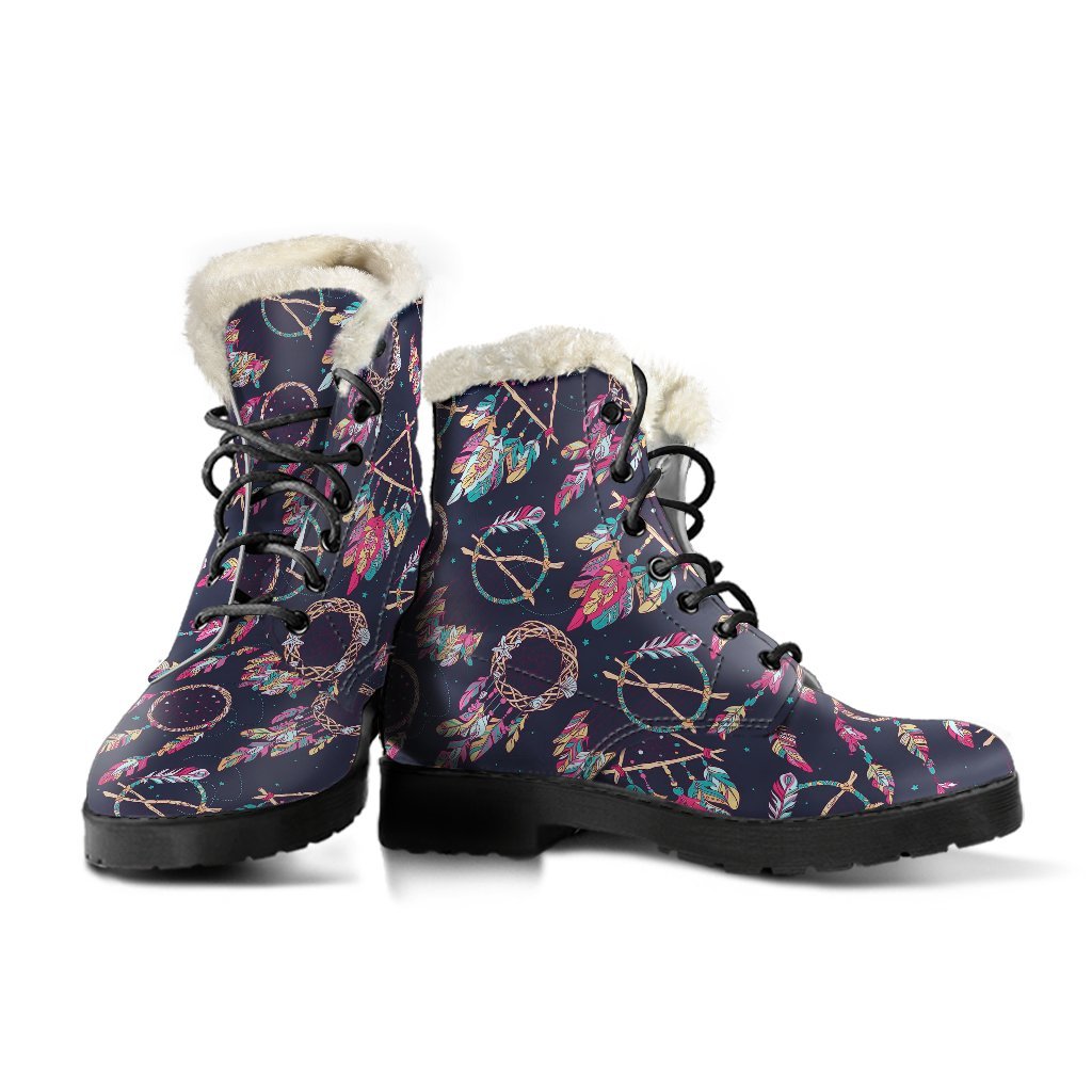 Dream Catcher Boho Feather Pattern Print Comfy Winter Boots-grizzshop