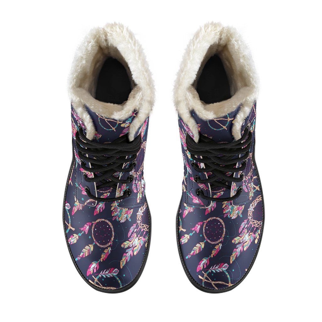 Dream Catcher Boho Feather Pattern Print Comfy Winter Boots-grizzshop