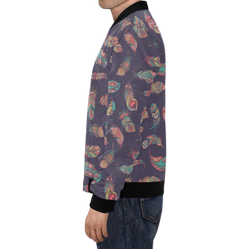 Dream Catcher Boho Feather Pattern Print Men's Bomber Jacket-grizzshop