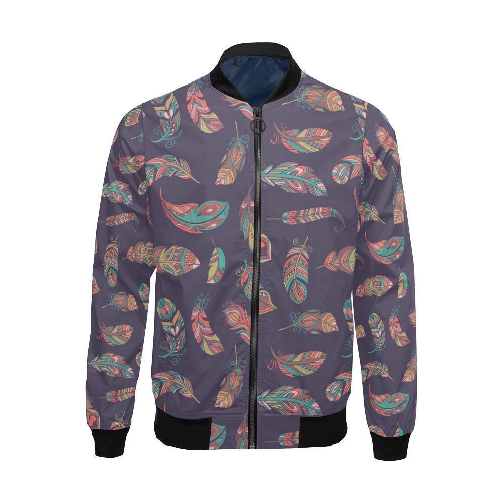 Dream Catcher Boho Feather Pattern Print Men's Bomber Jacket-grizzshop