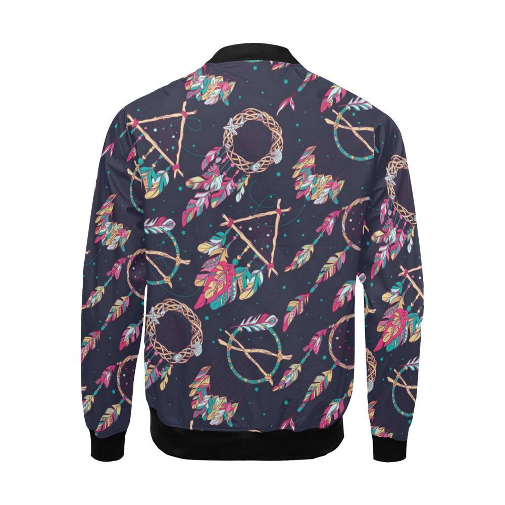 Dream Catcher Boho Feather Pattern Print Men's Bomber Jacket-grizzshop