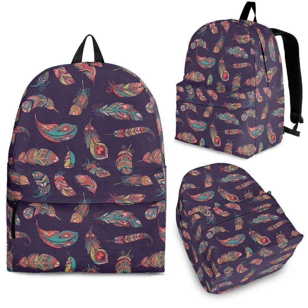 Dream Catcher Boho Feather Pattern Print Premium Backpack-grizzshop