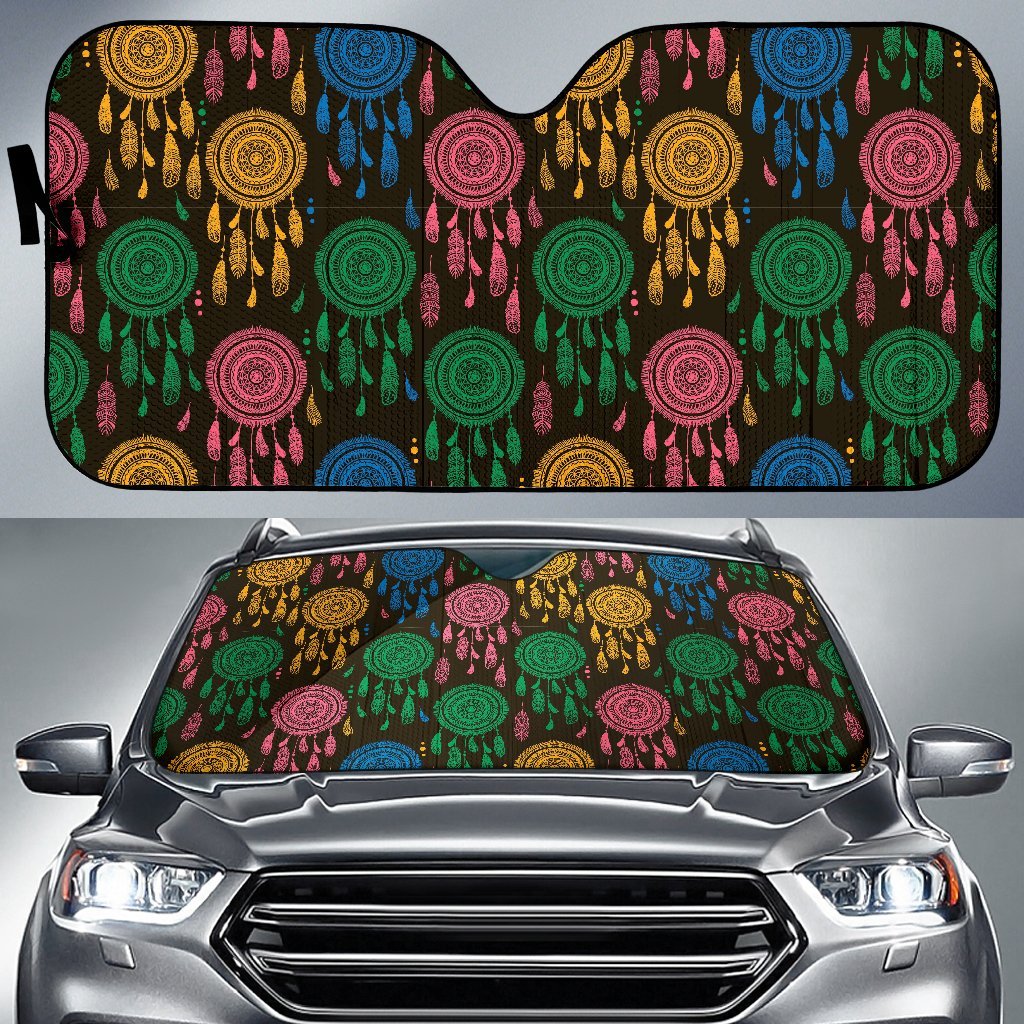 Dream Catcher Colorful Feather Car Sun Shade-grizzshop