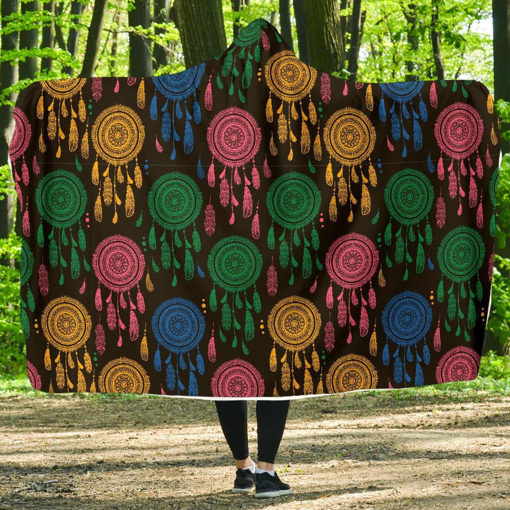 Dream Catcher Colorful Feather Hooded Blanket-grizzshop