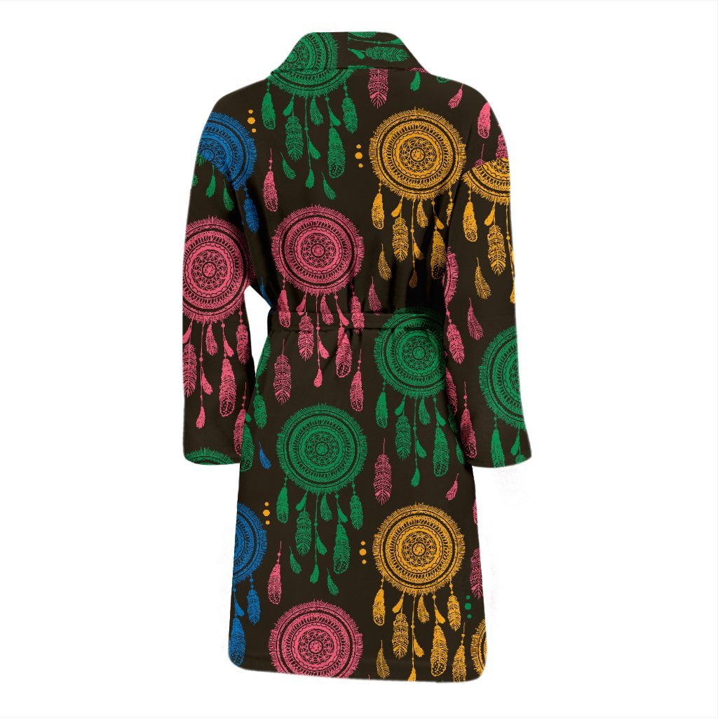 Dream Catcher Colorful Feather Men Long Robe-grizzshop