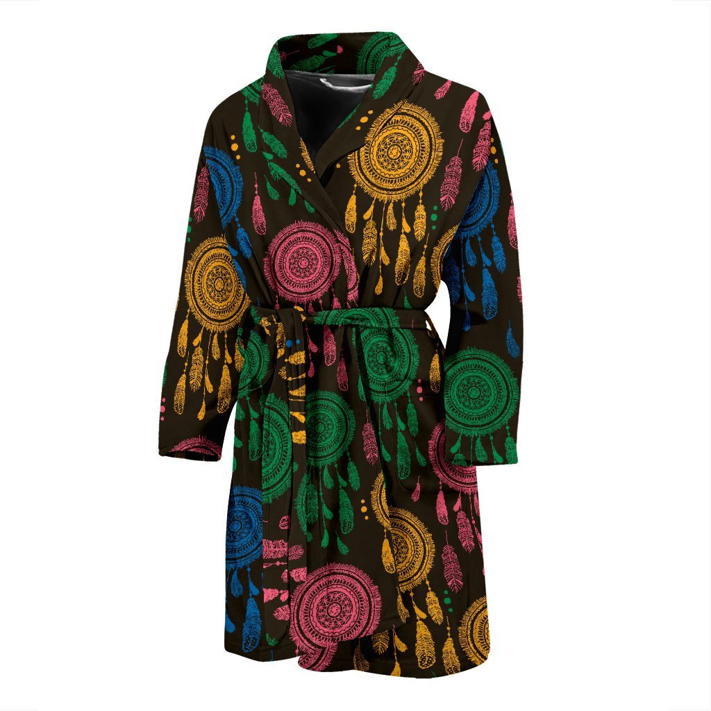 Dream Catcher Colorful Feather Men Long Robe-grizzshop