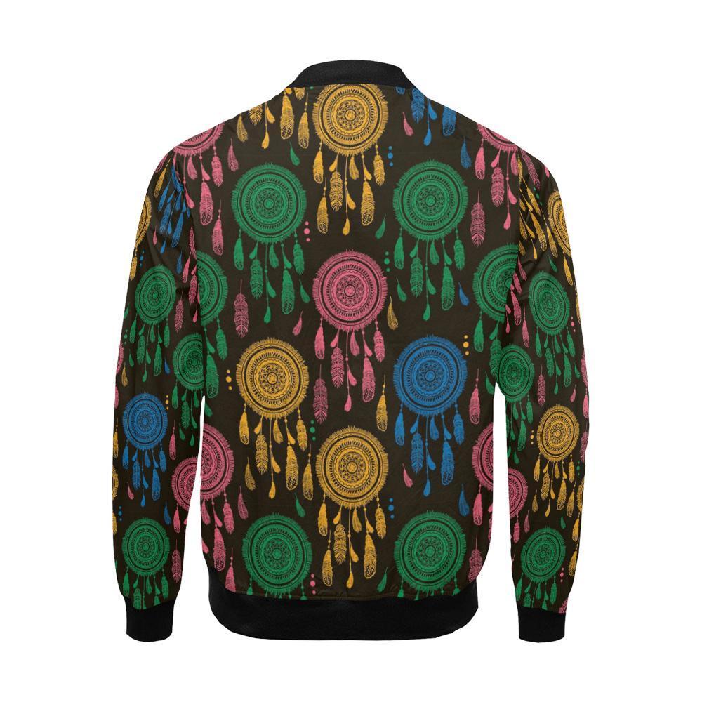 Dream Catcher Colorful Feather Pattern Print Men's Bomber Jacket-grizzshop