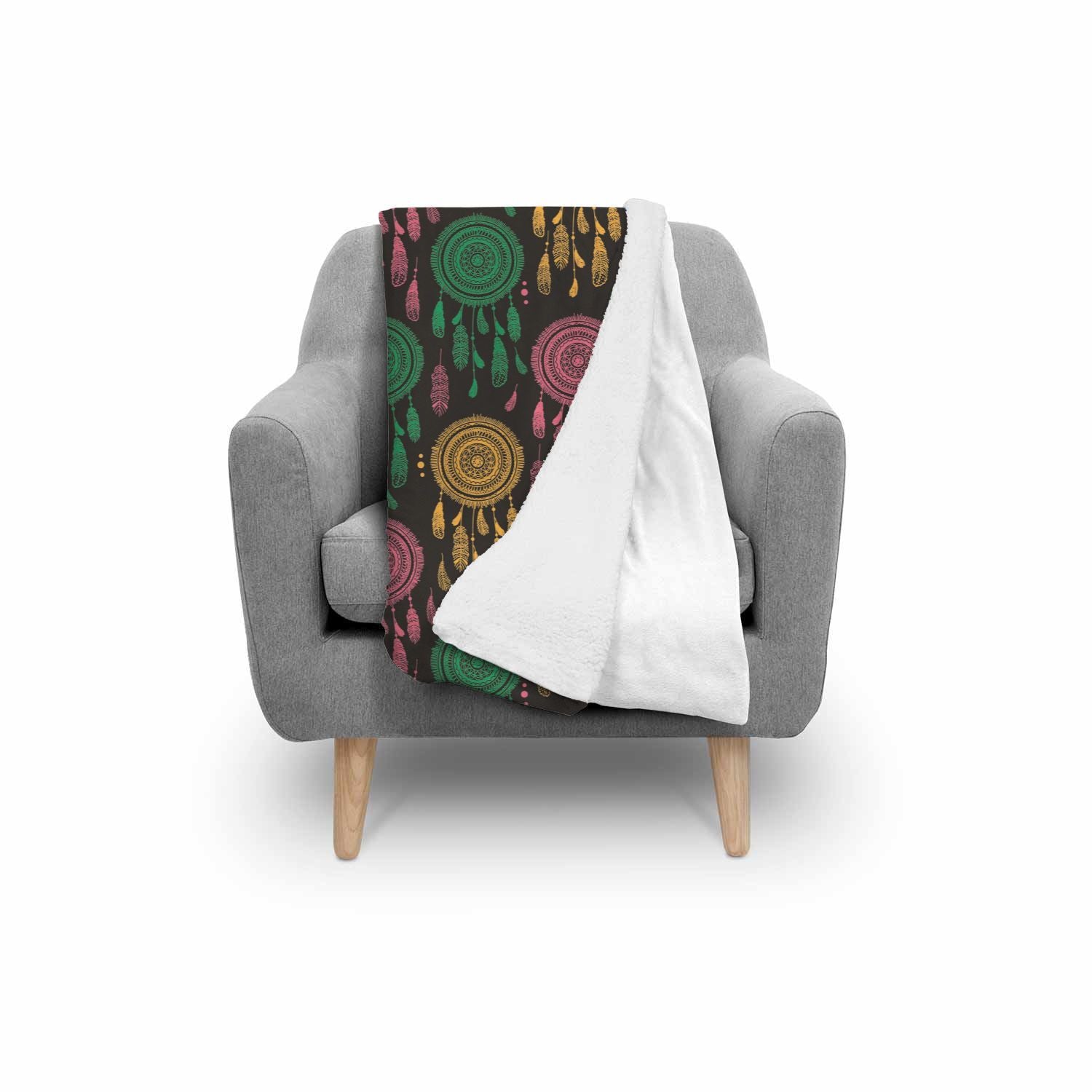 Dream Catcher Colorful Feather Pattern Print Throw Blanket-grizzshop