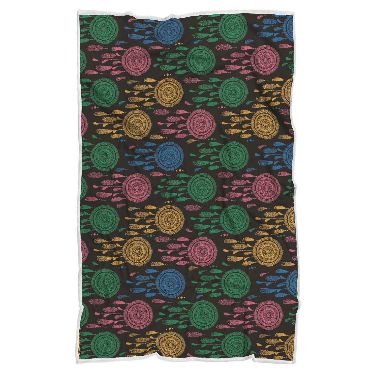 Dream Catcher Colorful Feather Pattern Print Throw Blanket-grizzshop
