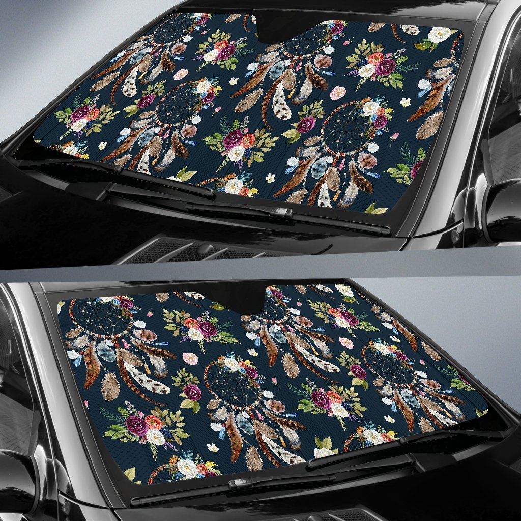 Dream Catcher Feather Boho Car Sun Shade-grizzshop