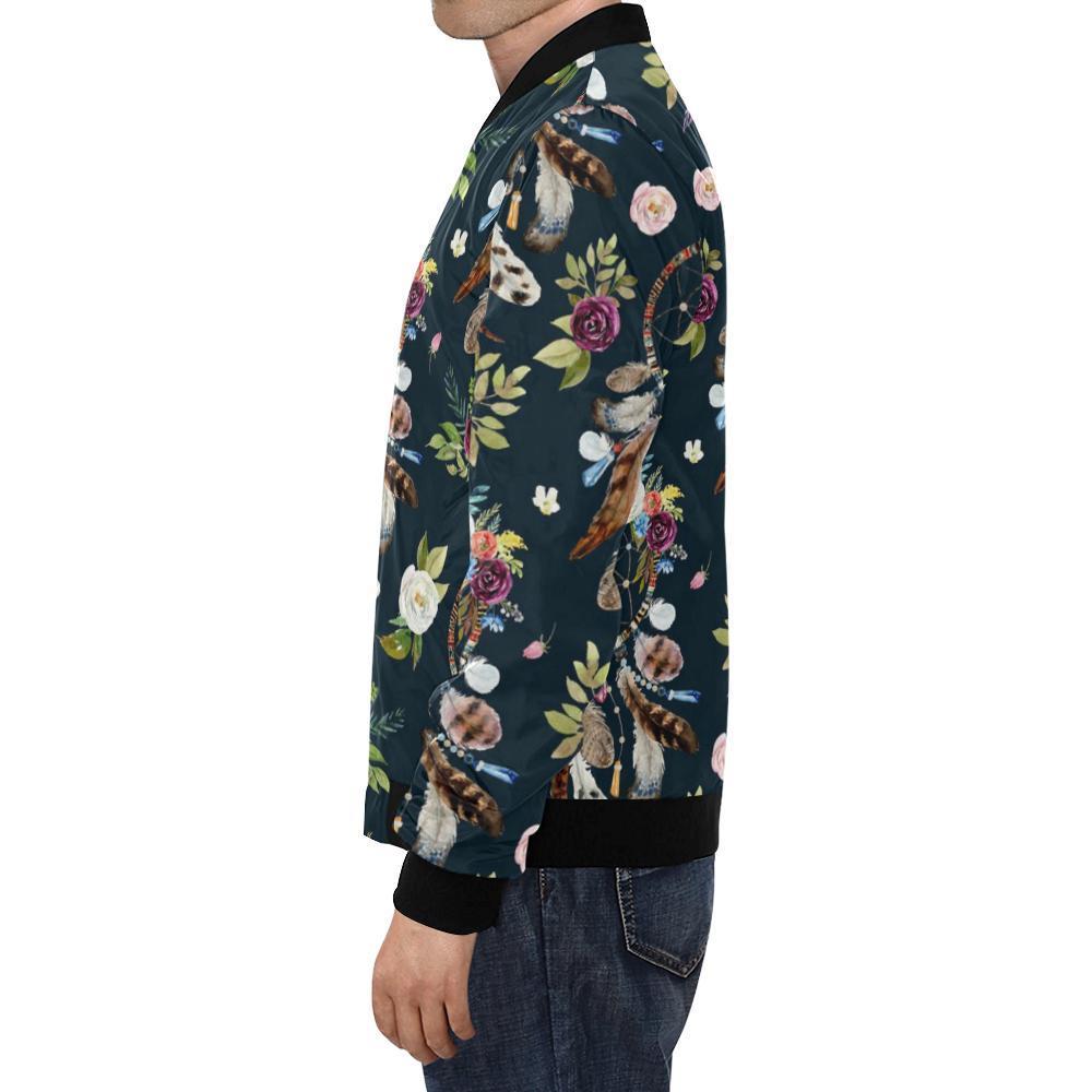 Dream Catcher Feather Boho Pattern Print Men's Bomber Jacket-grizzshop