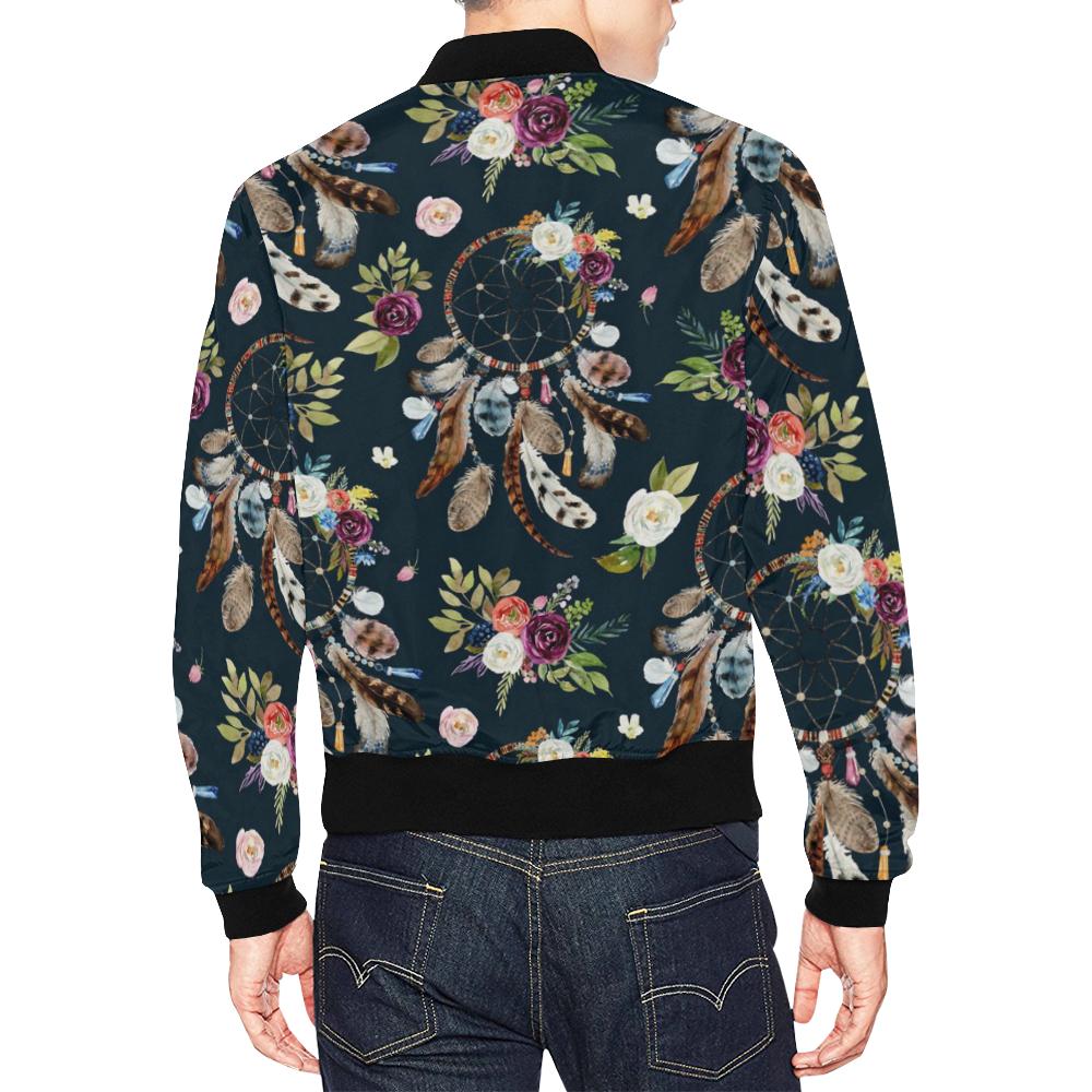 Dream Catcher Feather Boho Pattern Print Men's Bomber Jacket-grizzshop