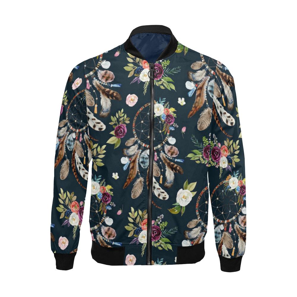 Dream Catcher Feather Boho Pattern Print Men's Bomber Jacket-grizzshop