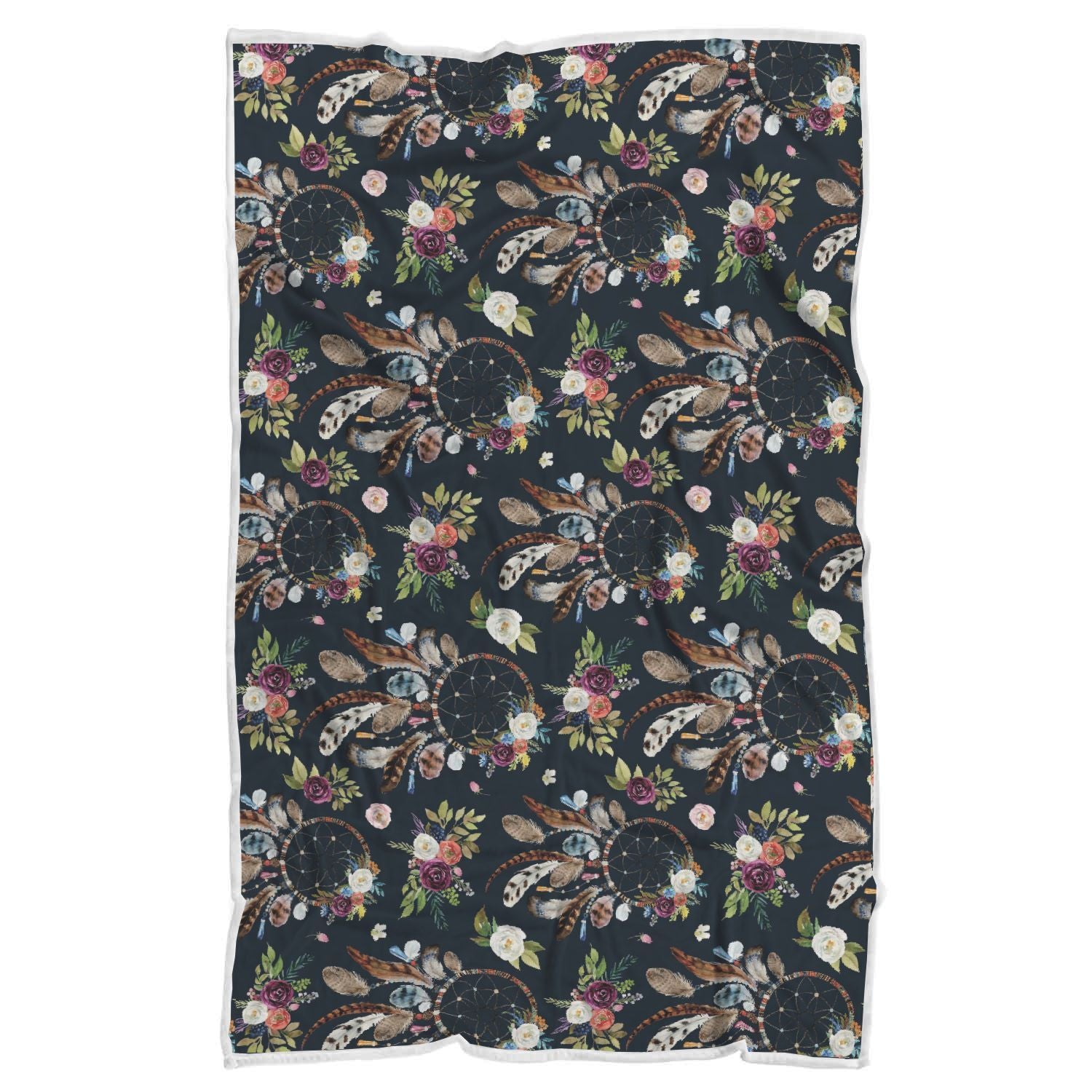 Dream Catcher Feather Boho Pattern Print Throw Blanket-grizzshop
