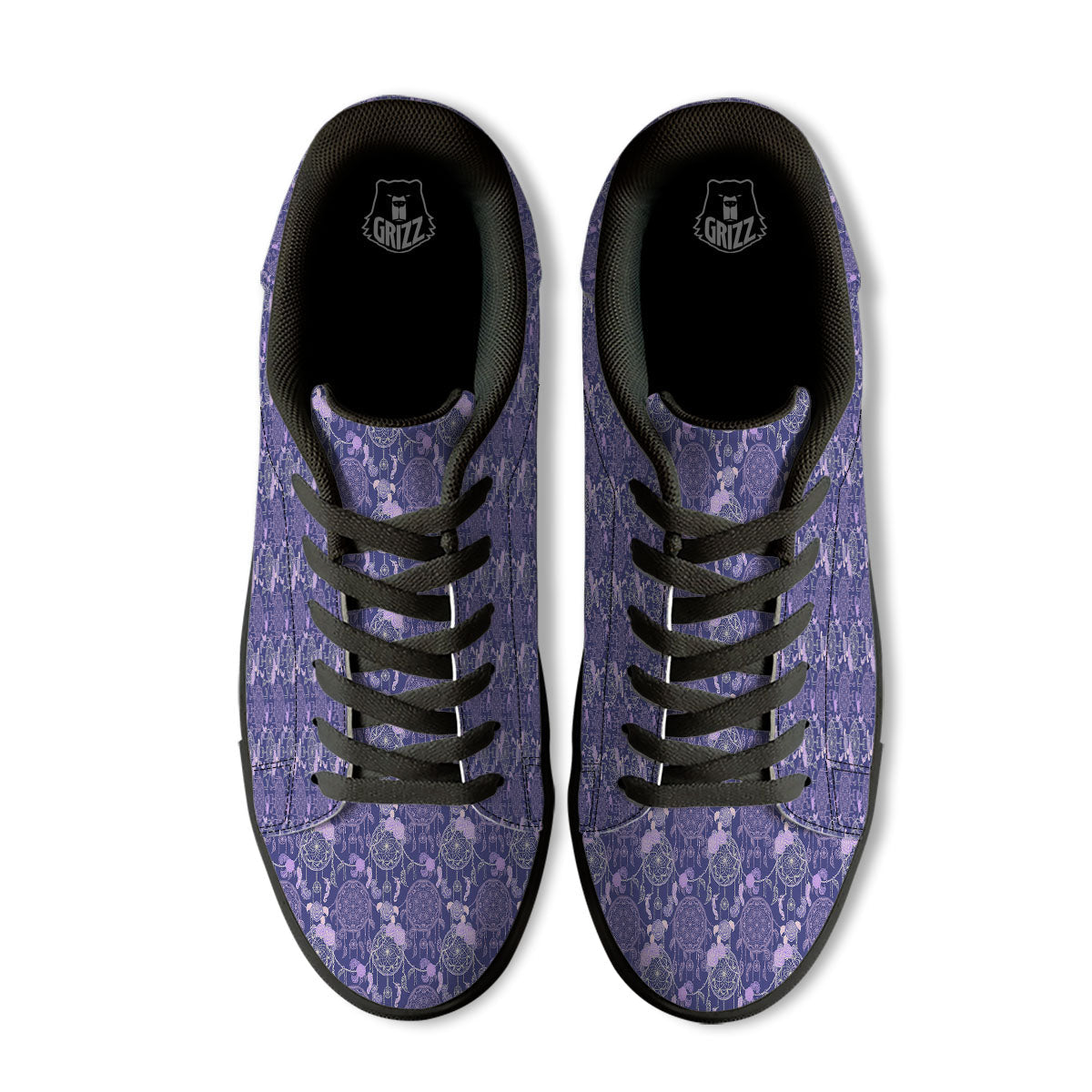 Dream Catcher Floral Print Pattern Black Low Top Sneakers-grizzshop