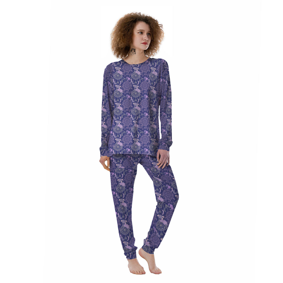Dream Catcher Floral Print Pattern Women's Pajamas-grizzshop