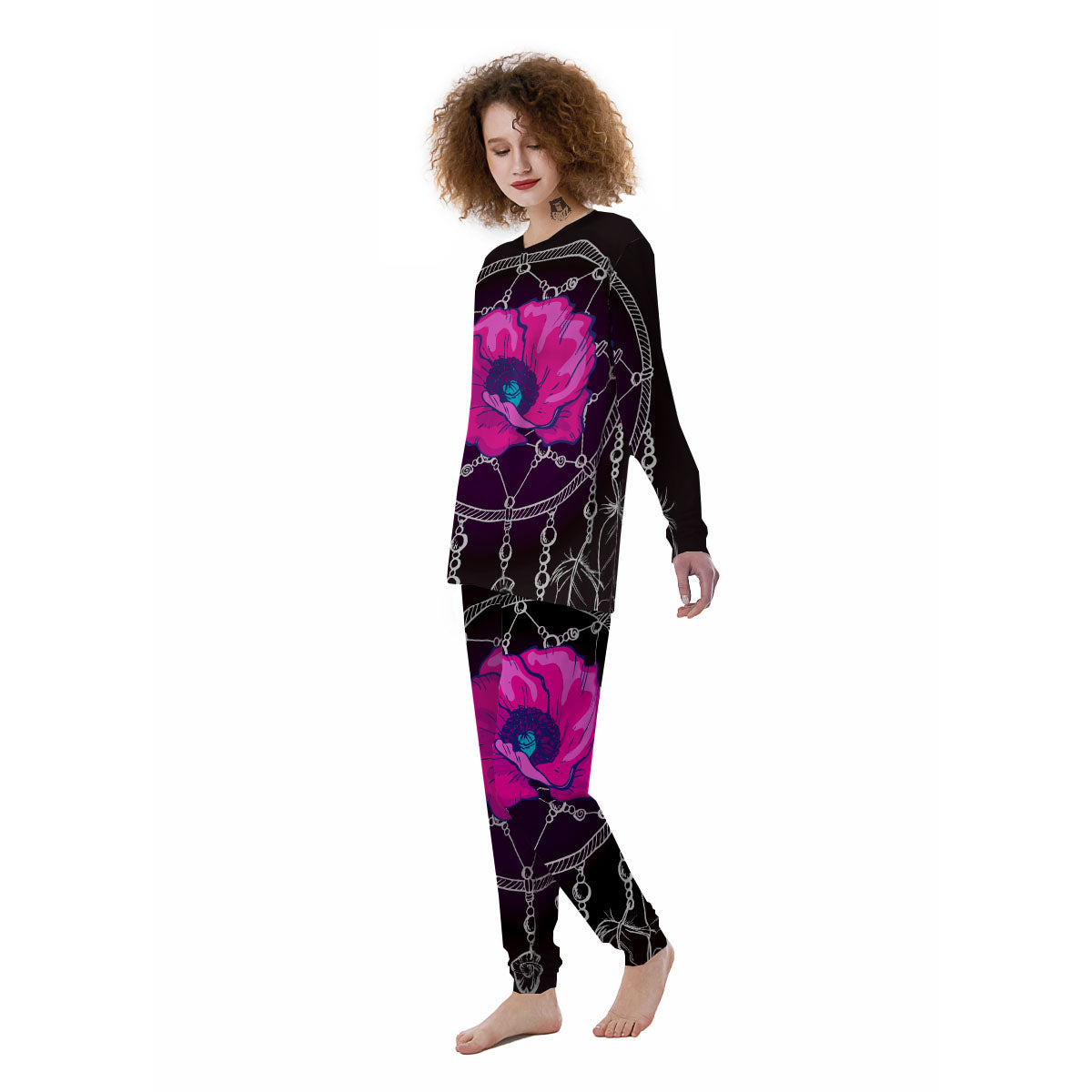 Dream Catcher Flower Bohemian Print Women's Pajamas-grizzshop