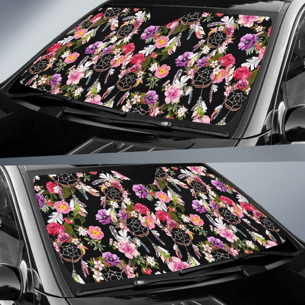 Dream Catcher Flower Boho Feather Car Sun Shade-grizzshop