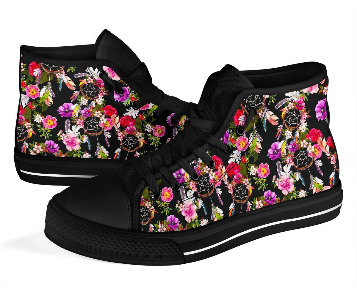 Dream Catcher Flower Boho Feather Men Women's High Top Shoes-grizzshop