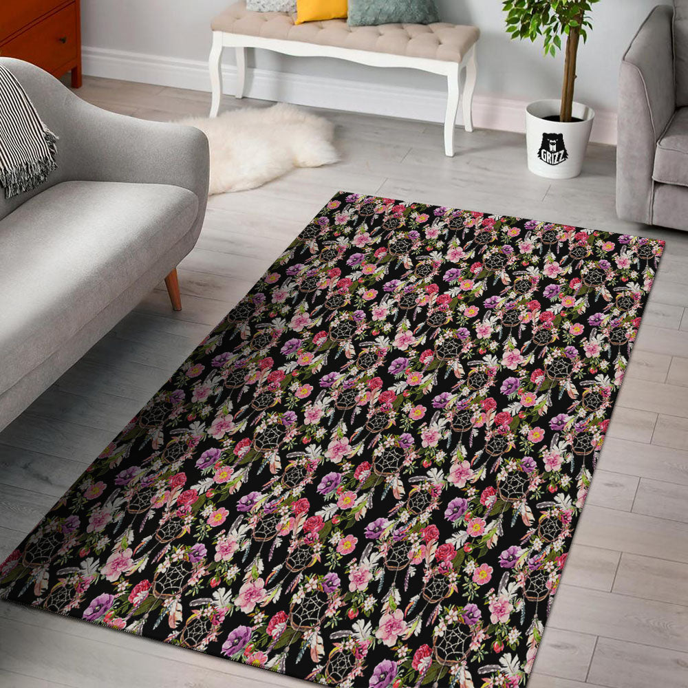 Dream Catcher Flower Print Pattern Floor Mat-grizzshop